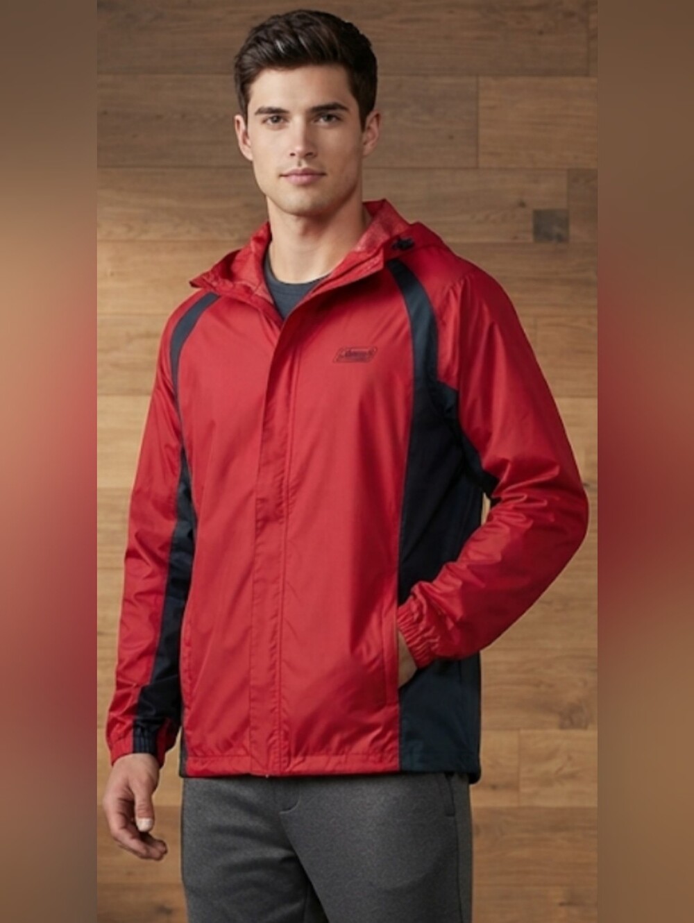 Coleman Red and Black Hooded Men's Windbreaker Jacket